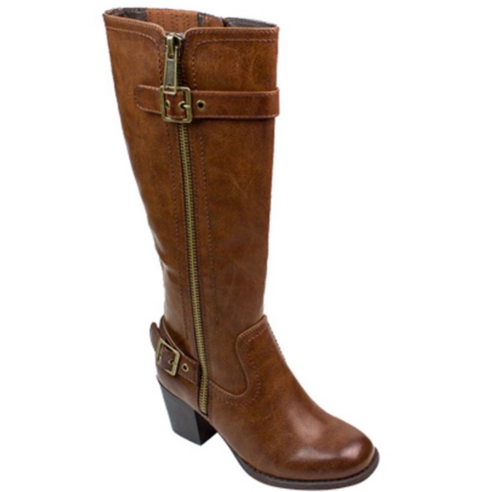 White Mountain Brown Knee-High Block Heel Boots